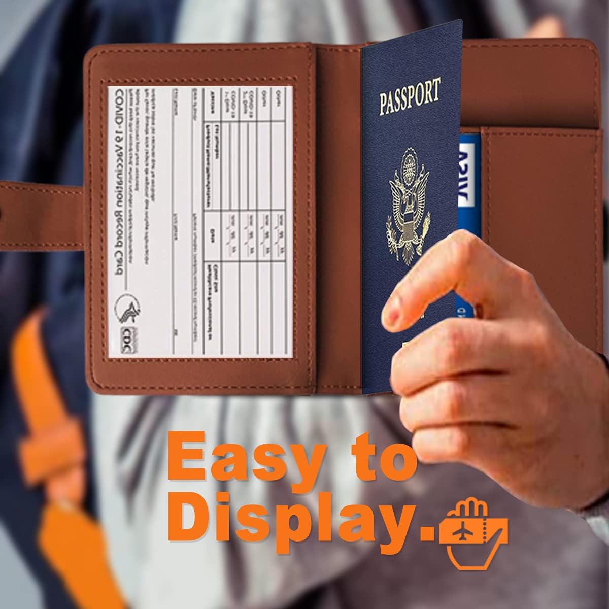 Passport and Vaccine Card Holder PU Leather Passport Case Travel Wallet for Women Men Passport Holder Cover with Vaccination Card Slot Combo (solid brown) : Clothing, Shoes & Jewelry