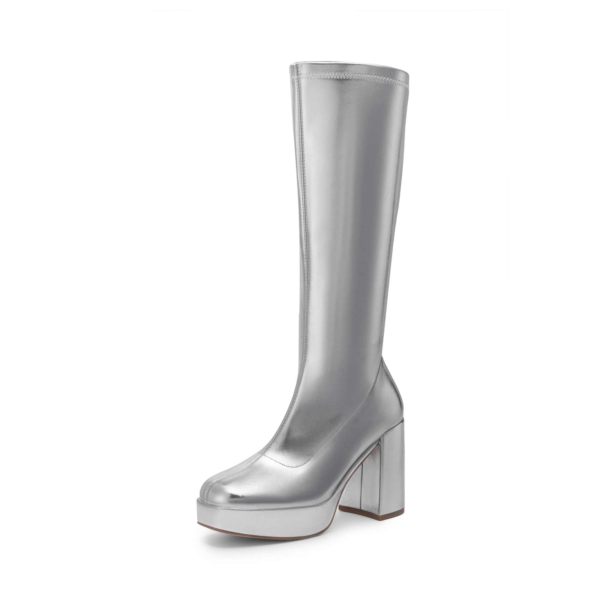 DREAM PAIRS Women's Platform Knee High Boots Chunky Block Heel Side Zipper Cute Gogo Boots