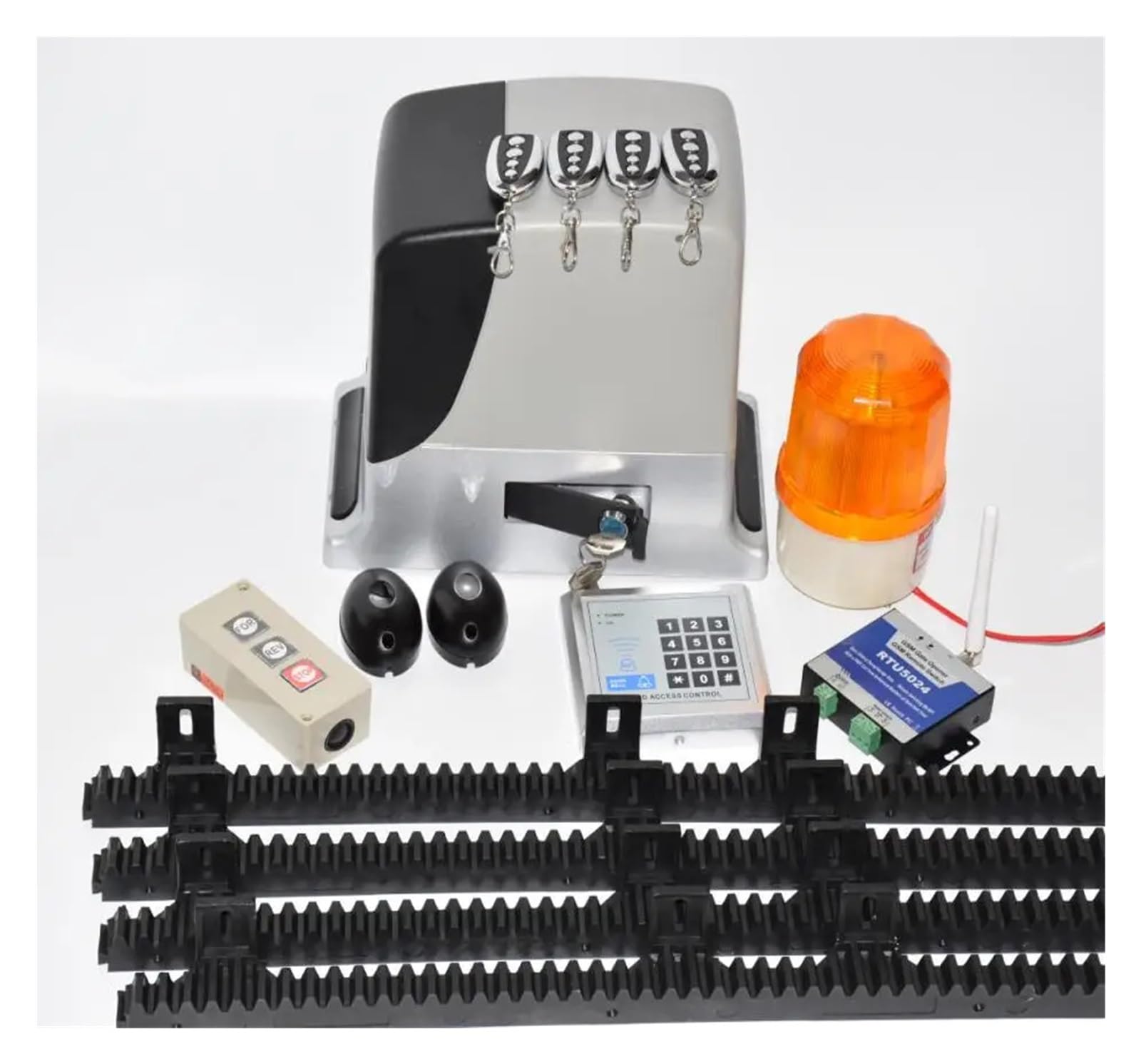 Silnik do bramy przesuwnej na podjeździe, 600 kg Automatyczny, elektryczny silnik do bramy przesuwnej GSM Kompletny zestaw 4 m 5 m 6 m Regały z fotokomórką Lampa Przycisk Klawiatura Bezpieczny i bez