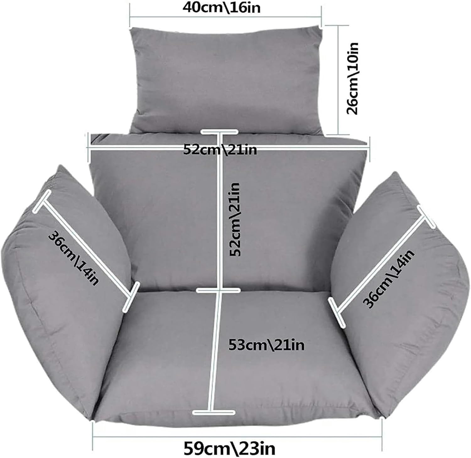 Hanging Egg Chair Cushion, Egg Chair Cushion Cover Replacement, Outdoor Garden Swing Chair Mat Pads Single Seat Swing Egg Chair Cushion, Cushion Only(Color 2)