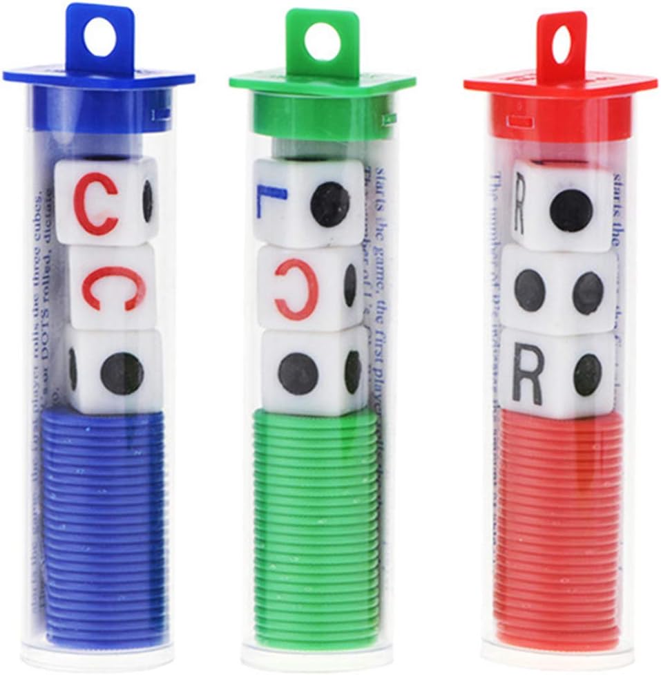 Tixiyu Juego divertido dados portátil 4 tubos izquierda derecha centro juego juego juego interactivo juguete niños adultos para camping fiesta picnic juego