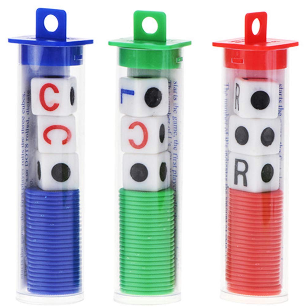 Tixiyu Fun Game Dice Portable 4 Tubes Left Right Centre Game Set Interactive Toy Kids Adults for Camping Party Picnic Game