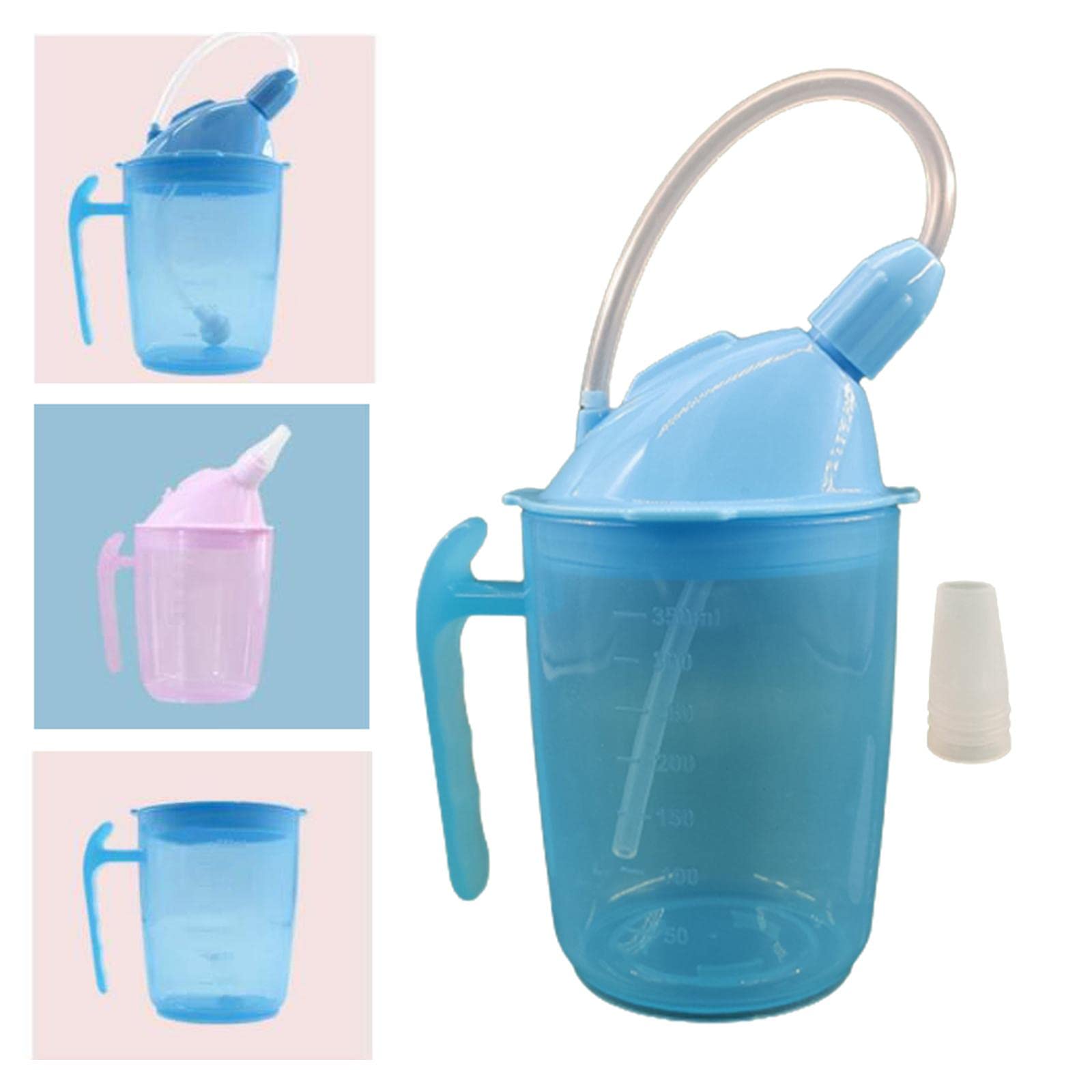 Juego de 5 vasos de paja a prueba de polvo para maternidad, ancianos, discapacitados, color azul