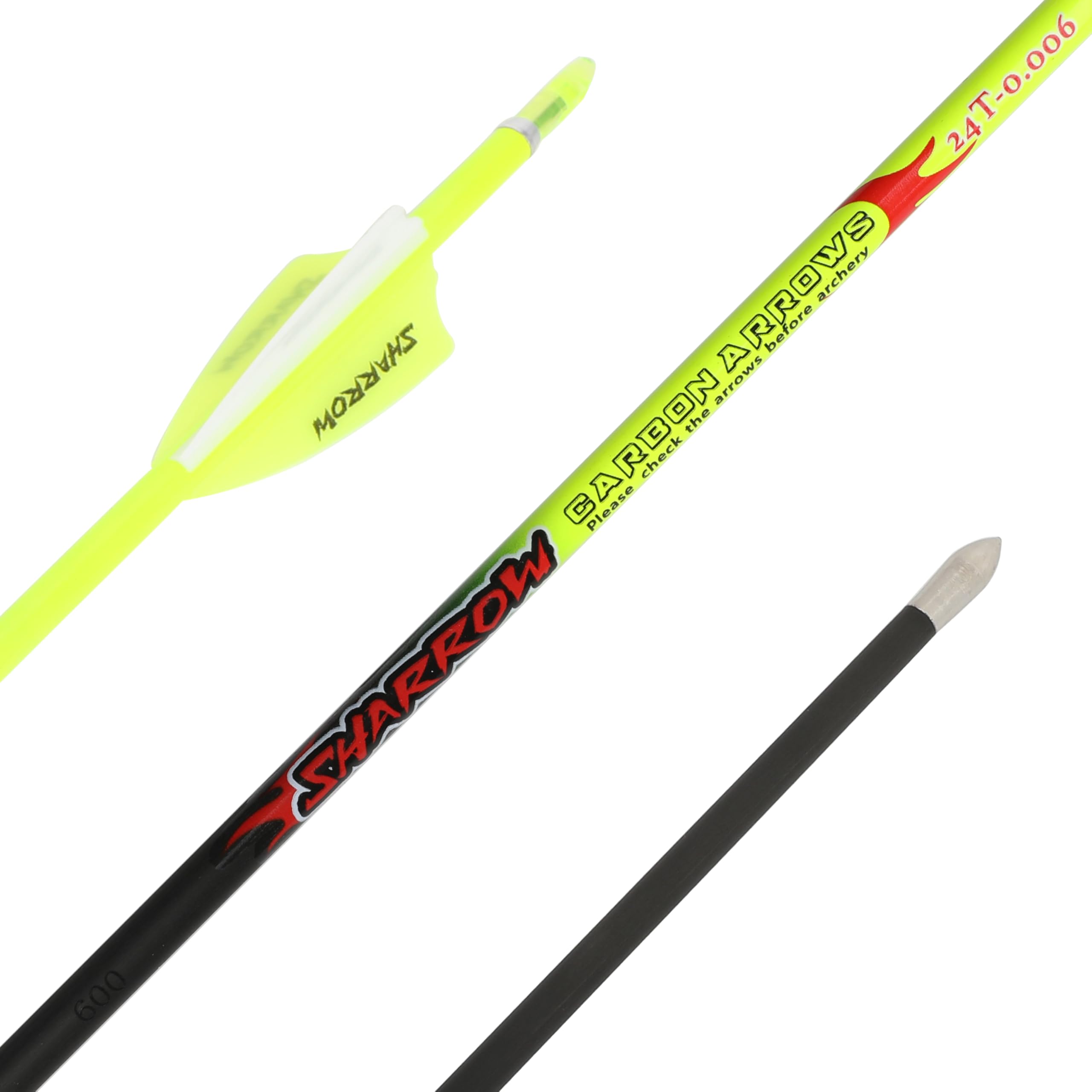 wolfman 32 Inches 100% Pure Carbon Arrows Spine 400-1000 Archery Arrows Target Arrows Adult Hunting Arrow for Compound Bow Recurve Bow Longbow Bow And Arrow (2 Yellow 1 White, Spine 700)