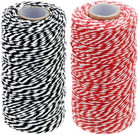 656 Feet Black White Twine String,Gift Twine,Red White Twine String,Gift Wrapping Twine,Red Cotton Baker's Twine,Arts Crafts Twine