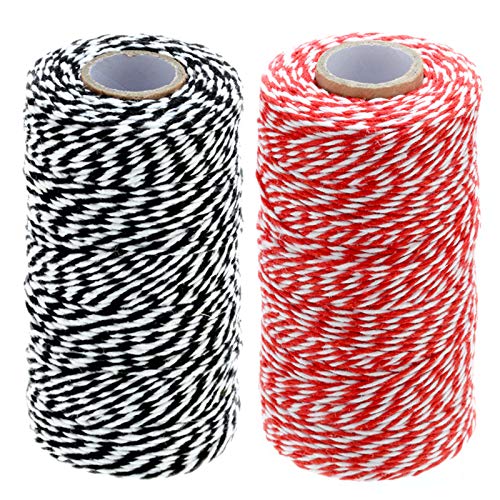 656 Feet Black White Twine String,Gift Twine,Red White Twine String,Gift Wrapping Twine,Red Cotton Baker's Twine,Arts Crafts Twine