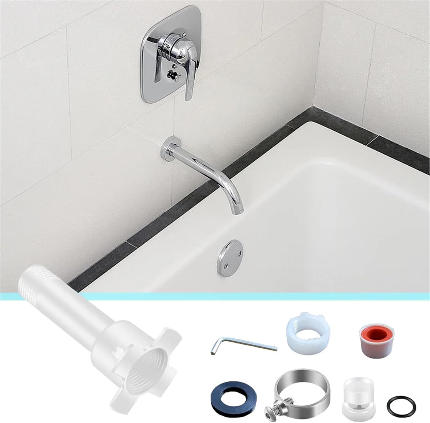Tub Spout Diverter Repair Kit 4Sets 4 in 1 Tub Spout Adapter Threaded Bathtub Faucet Kit Fits 1/2inch Copper Pipe 1/2in IPS 3/4in