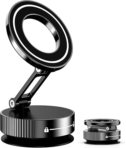 Magsafe - Soporte magnético para teléfono al vacío para automóvil, cuerpo de metal, soporte de teléfono con succión al vacío, soporte plegable para