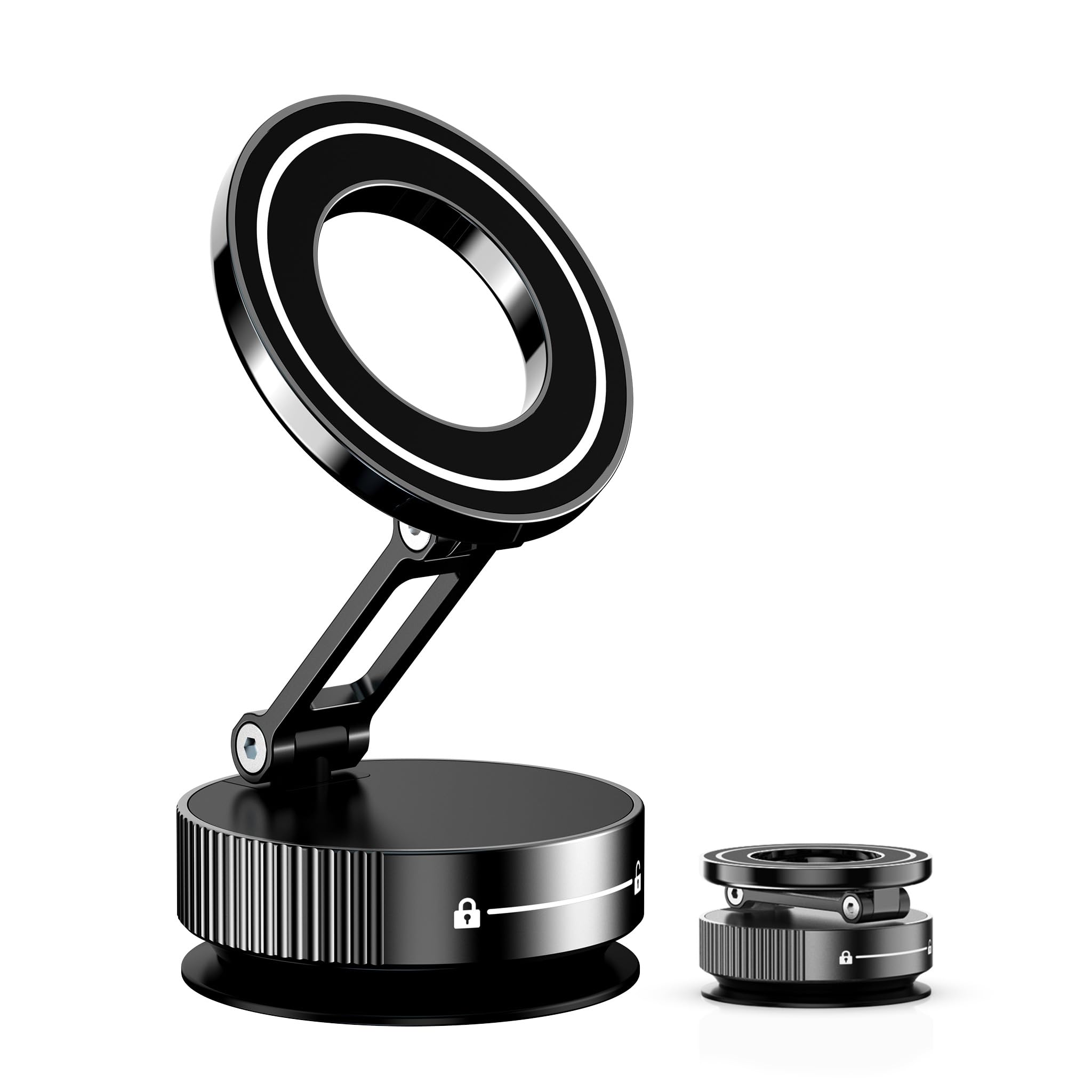 LnkXT Vacuum Magnetic Phone Holder for Car,Full Metal Body,Vacuum Suction Phone Mount,Magnetic Car Mount for iPhone, Folding Holder for iPhone and Android (Black)