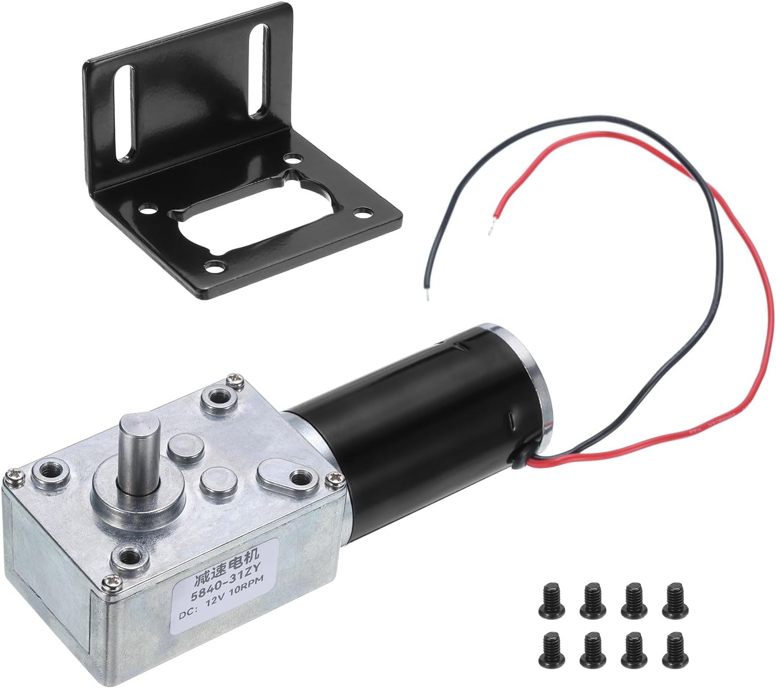 MECCANIXITY DC 12V High Torque Turbine Worm Geared Motor with 8mm Shaft 10RPM Geared Motor with Wire for Electric Fireplace