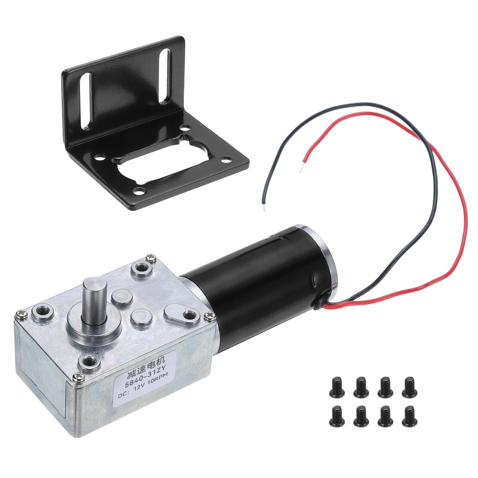 MECCANIXITY DC 12V High Torque Turbine Worm Geared Motor with 8mm Shaft 10RPM Geared Motor with Wire for Electric Fireplace