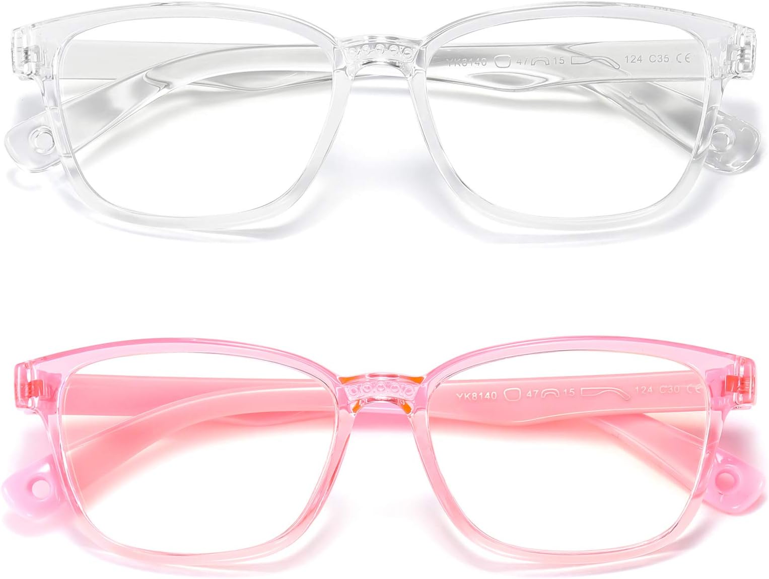 Kids Blue Light Blocking Glasses 2 Pack, Anti Eyestrain, Computer TV Phone Glasses for Boys Girls Age 3-9