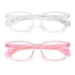 AHXLL Kids Blue Light Blocking Glasses 2 Pack, Anti Eyestrain & UV Protection, Computer Gaming TV Phone Glasses for Boys Girls Age 3-9 (Clear+Transparent Pink)