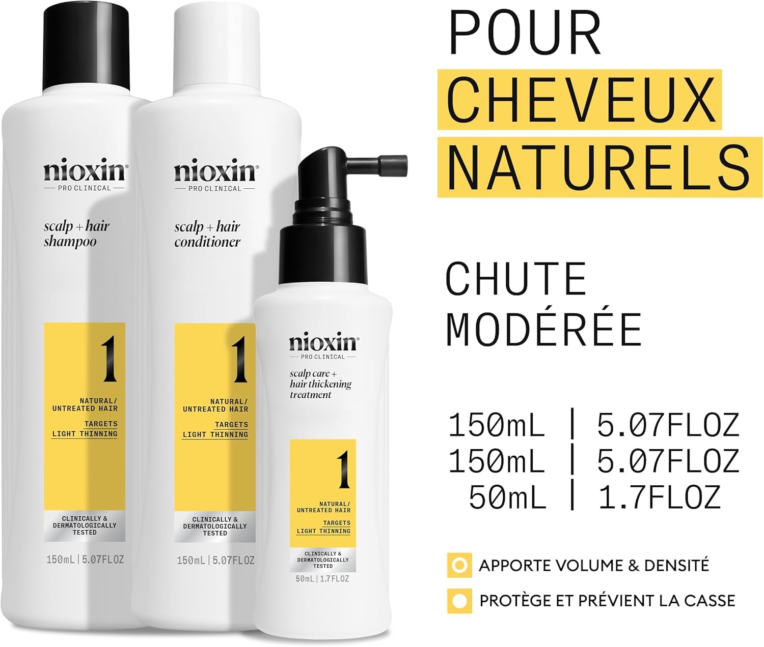 Nioxin - Kit de soins SYSTEM 1 - Shampoing & après-shampoing (150ml), soin sans rinçage (50ml) + spray volumateur racines (150ml)