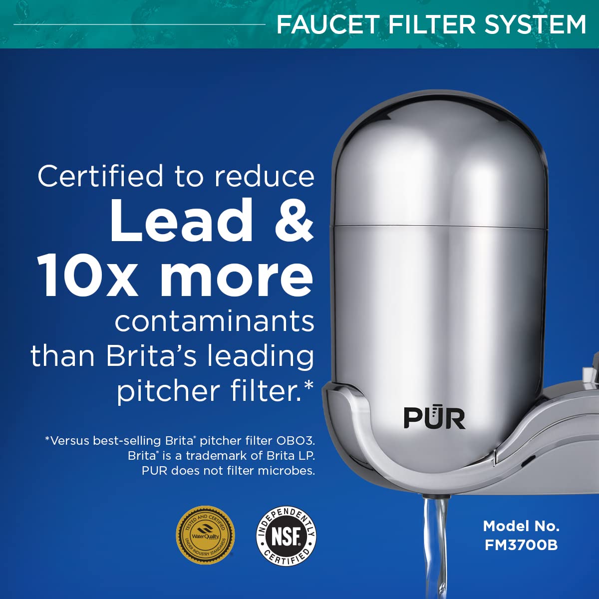 PUR PLUS Faucet Mount Water Filtration System, Chrome Vertical Faucet