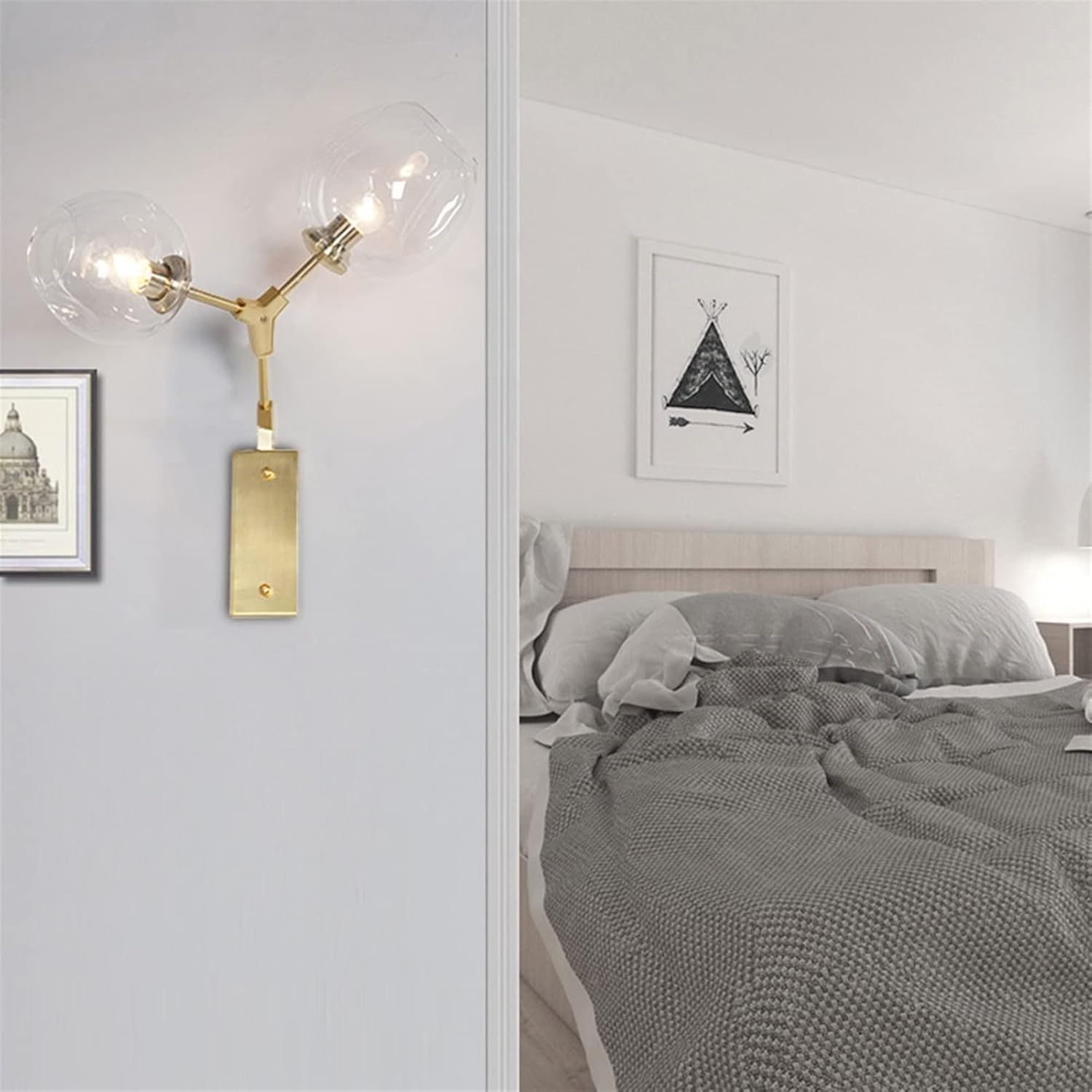 European Wall Light Postmodern - - Personality Double Head Molecular Wall lamp Simple Bedroom Bedside lamp Aisle Restaurant bar Wall lamp