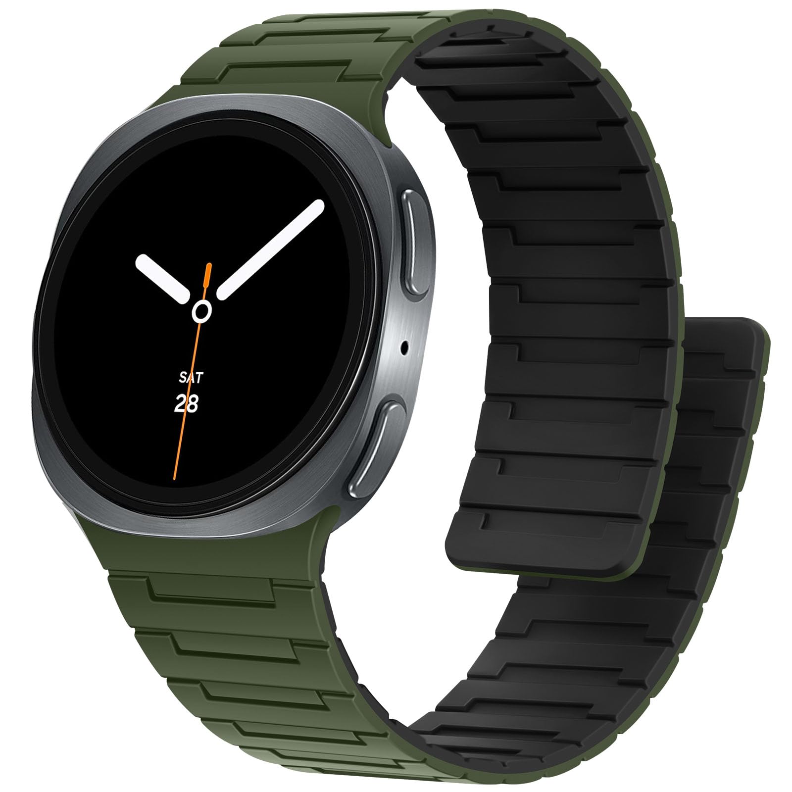 bracelet strap compatible with samsung galaxy watch 8男女通用绿色黑色磁吸 Silicone Strap