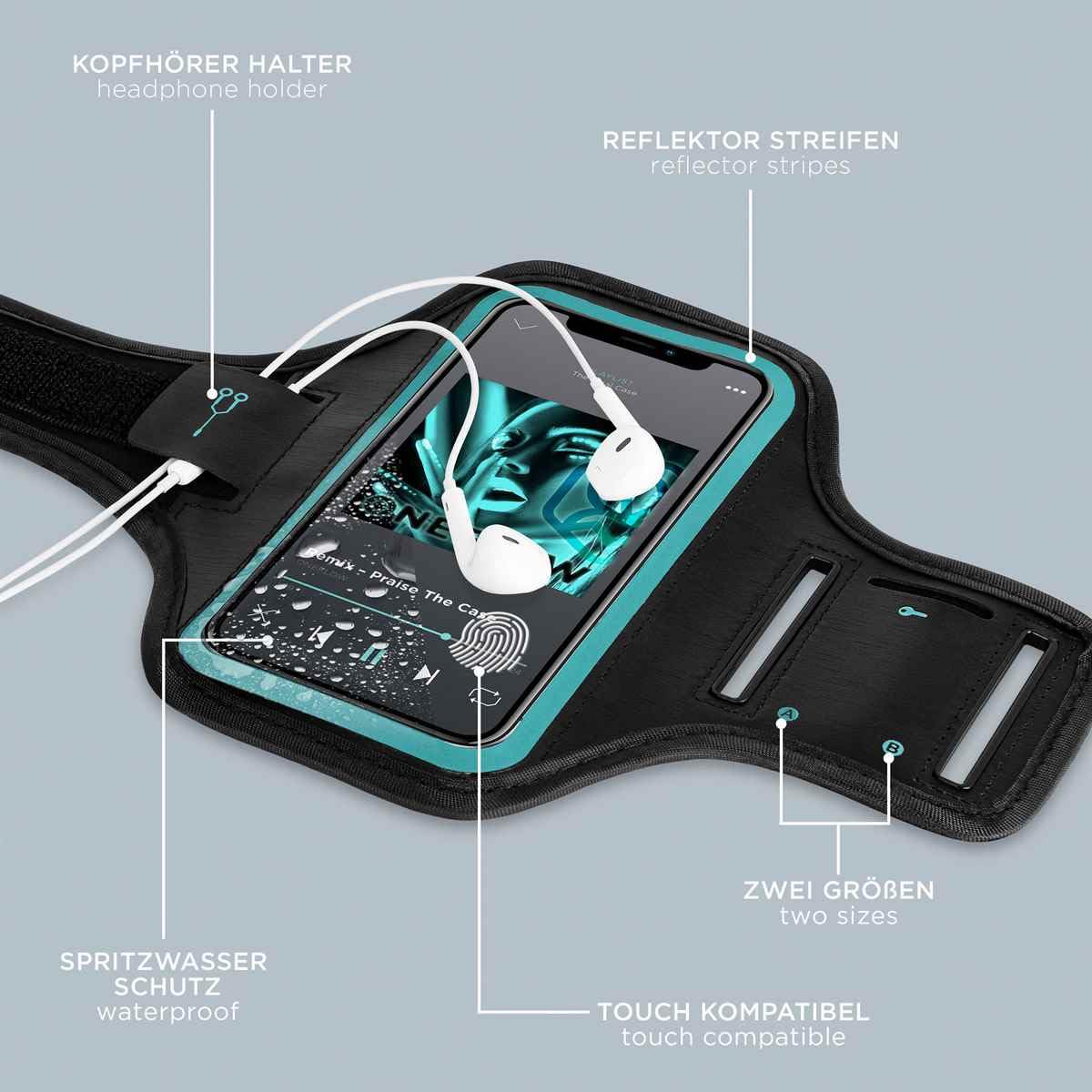 ONEFLOW Workout Case für Samsung Galaxy A55 5G Sportarmband zum Joggen mit Touch Fenster, Handy Armband für Sport und Outdoor, Handyhalterung für den Arm, Lauftasche Jogging, Blau