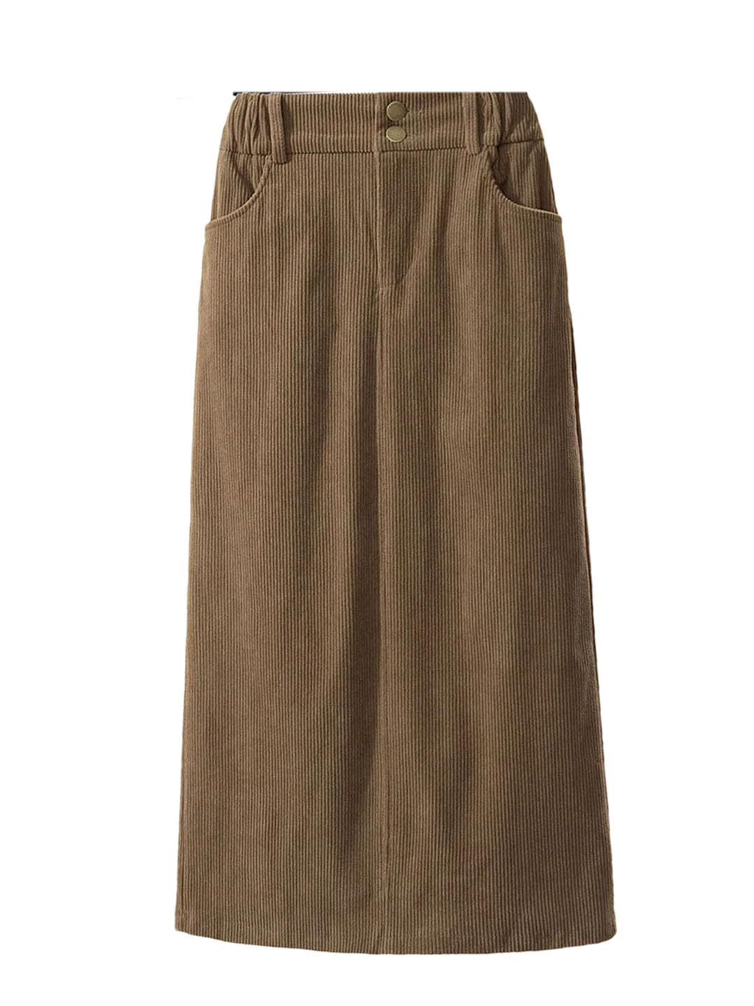 Tdvcpmkk Women's Autumn and Winter Corduroy Skirt Straight Mid-Length Skirt Khaki L