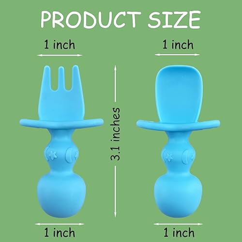 Miniatura 4 de Paquete de 6 utensilios para bebés de alimentación autónoma durante más de 6 meses, cucharas y tenedores de silicona, utensilios para niños pequeños