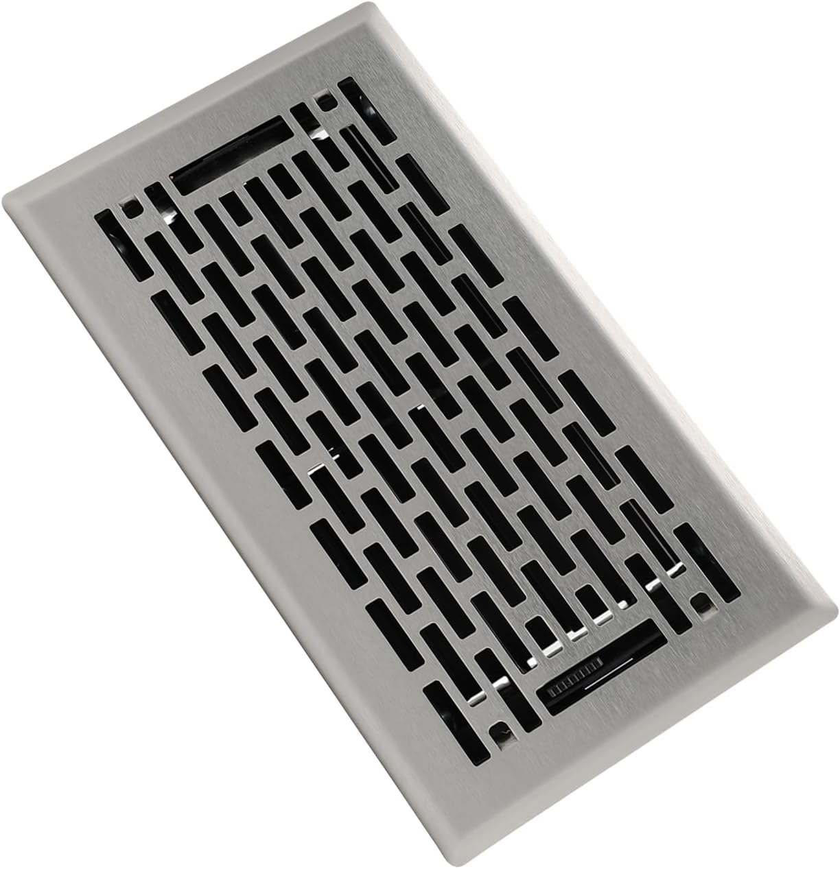 Floor Register 4x8 Inches - Heavy Duty Walkable Steel Floor Vents - Ease Adjust Air Flow Direction Floor Registers - Satin Nickel Floor Vent Covers - Boston Design Air Vents for Home 4x8 Inches Satin Nickel