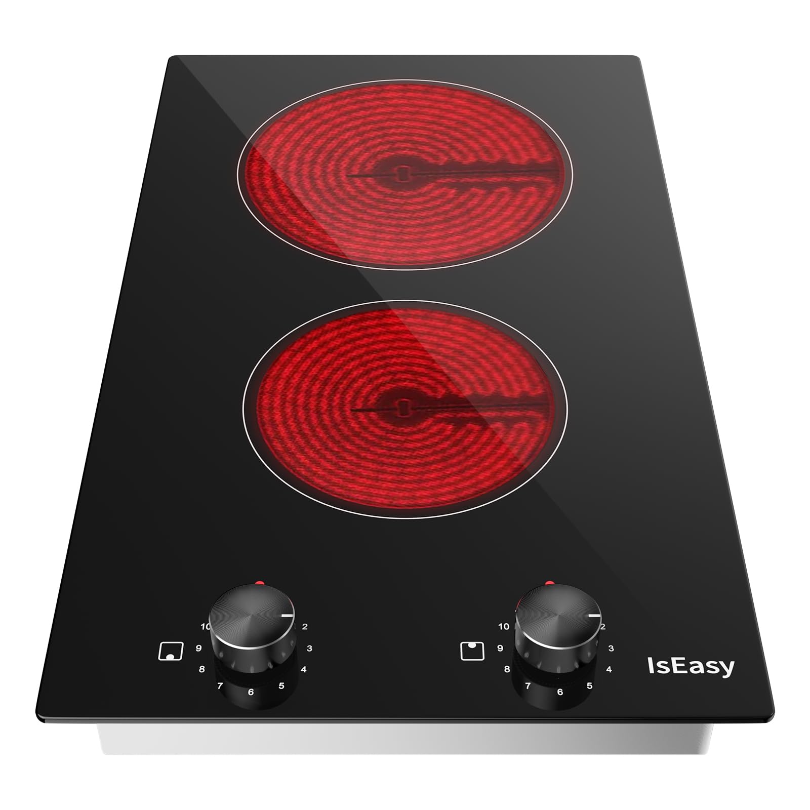 IsEasy Domino Glaskeramikkochfeld 2 Platten 3200W 29.5cm 11 Leistungsstufen Schwarz