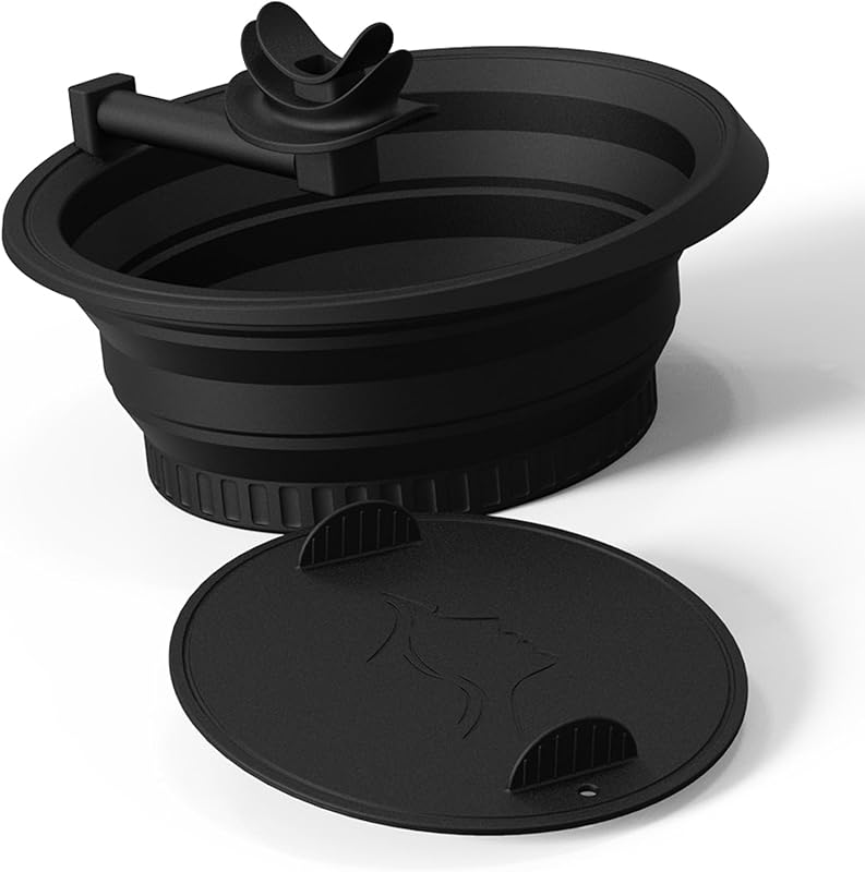 COMFYTOUCH Tigela de silicone para banho facial com tampa e tubo de respiração, preta