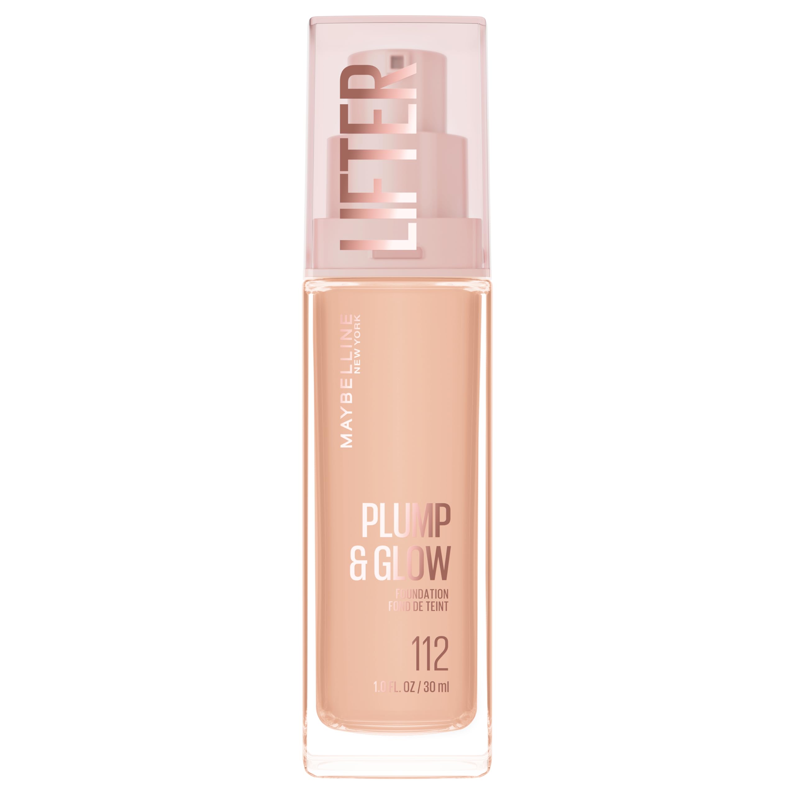 Maybelline Lifter Plump Glow Foundation Liquid Foundation with 2 Niacinamide Hyaluronic Acid Plumping and Brightening Face Makeup 112