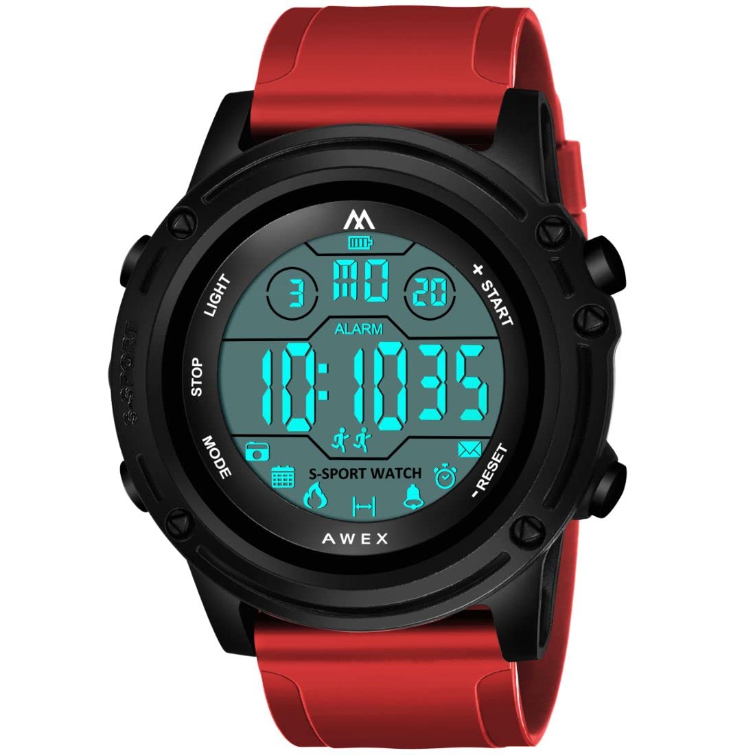 ZEKU PU Synthetic Leather LED Light Chronograph Luxury Digital Waterproof Watch for Men (1002, Red) (B0BN3CFXLK) Amazon Price History, Amazon Price Tracker