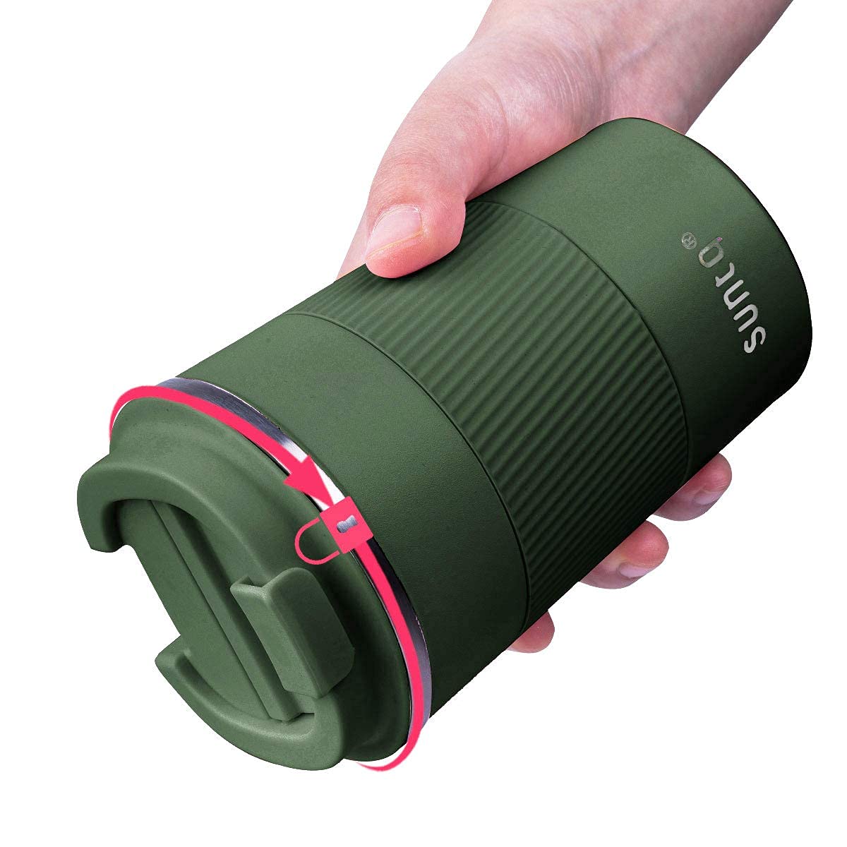 Koffiemok To Go Thermo Van Roestvrij Staal, Thermobeker Met Rubberen Manchet Dubbelwandig Geisoleerd Koffiemok Met Lekvrij Deksel Herbruikbaar Groen 380 Ml