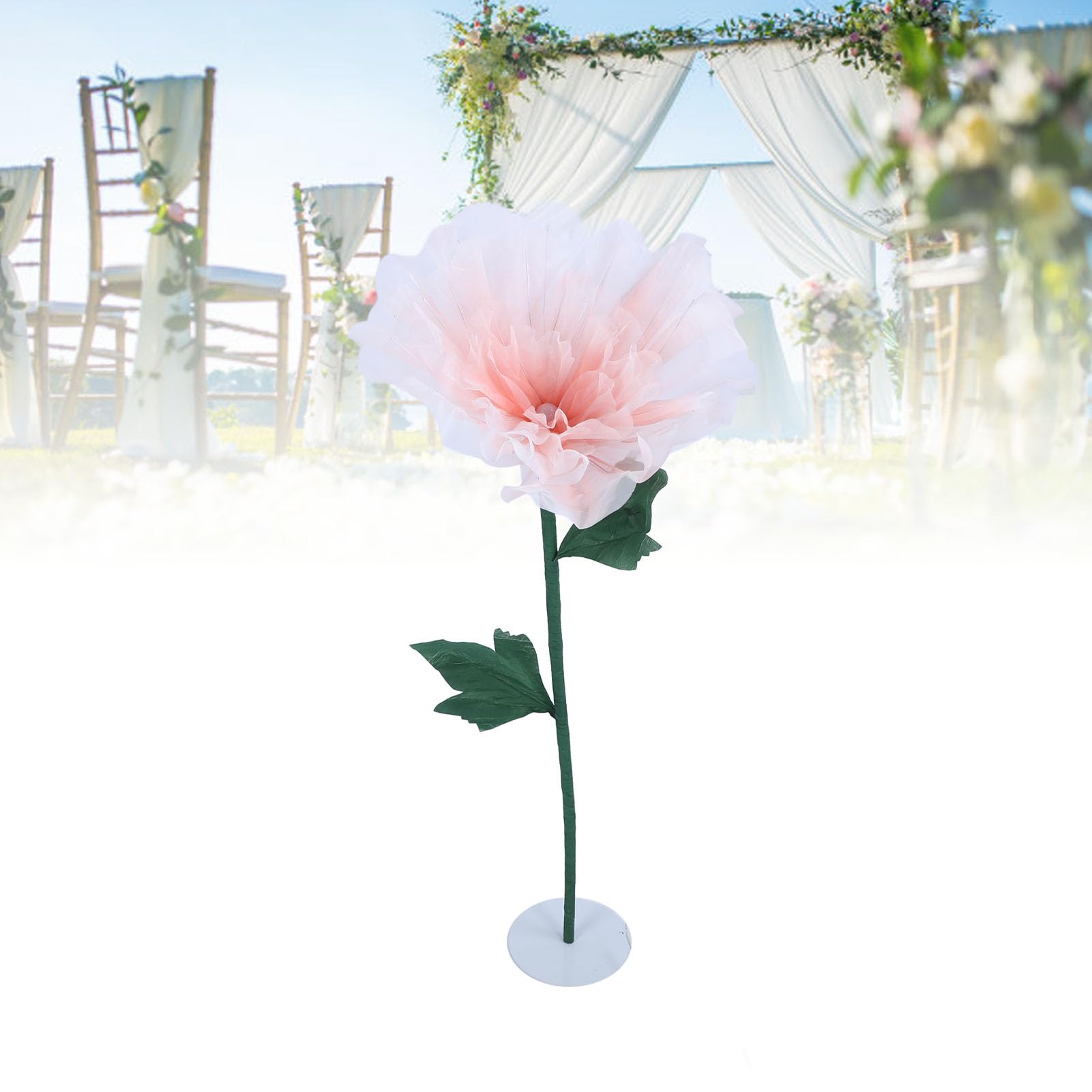 Grande Fleur Artificielle en Soie avec Lumière LED, Décoration de Pivoine Ouvrante pour Mariages et Fêtes, 60cm en Fer PVC