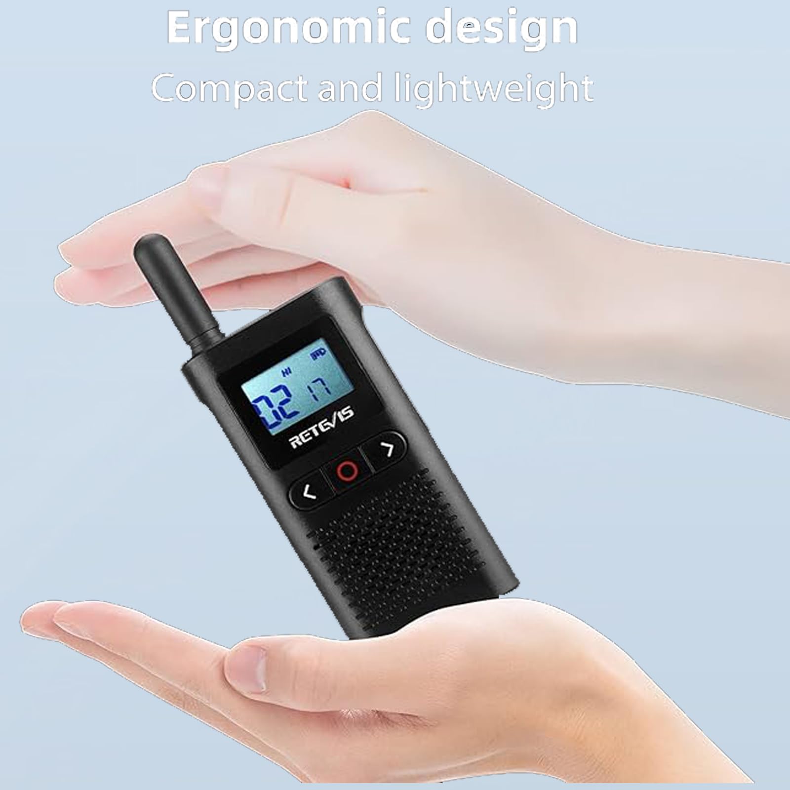 Retevis RB628 Walkie Talkie Mini, 1500mAh PMR446 Bez Licencji Walkie Talkie z Możliwością Ładowania, VOX, Professional Walkie Talkie do Sprzedaży Detalicznej (2 Sztuk, Czarny)