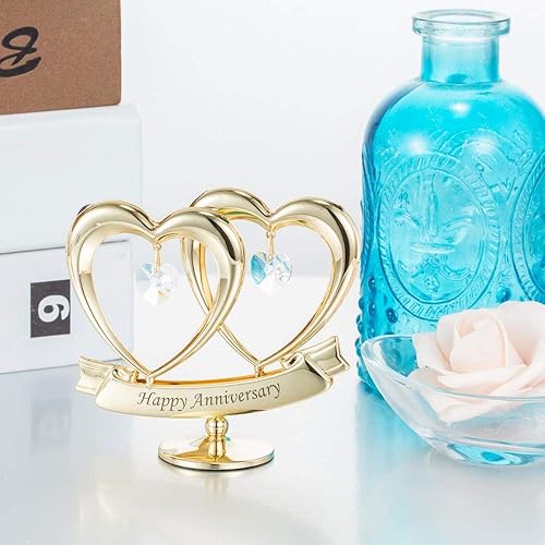 Miniatura 5 de matashi Feliz Aniversario Corazón Doble Table parte superior Ornamento con cristales