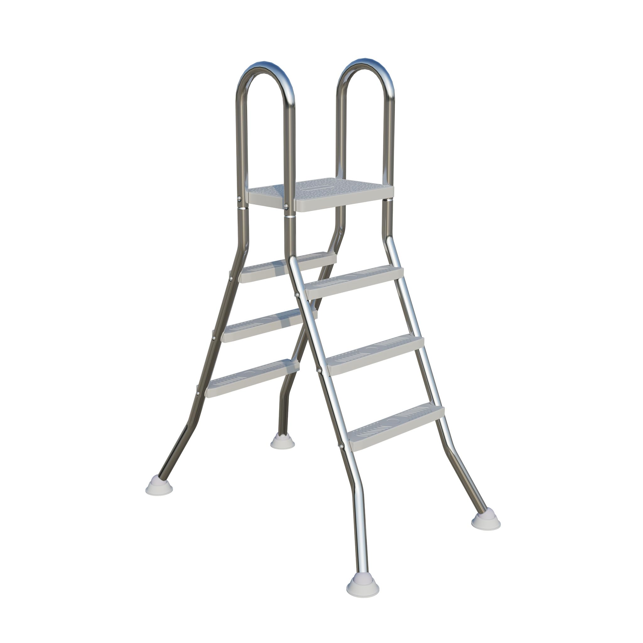 Edelstahl Poolleiter mit 3 Stufen & ergonomischem Handlauf, rutschfest, als Schwimmbadleiter & Einstiegsleiter für Pooltiefe 1,1 m, 150 kg Tragkraft, Silber, inkl. Montagematerial, Typ C