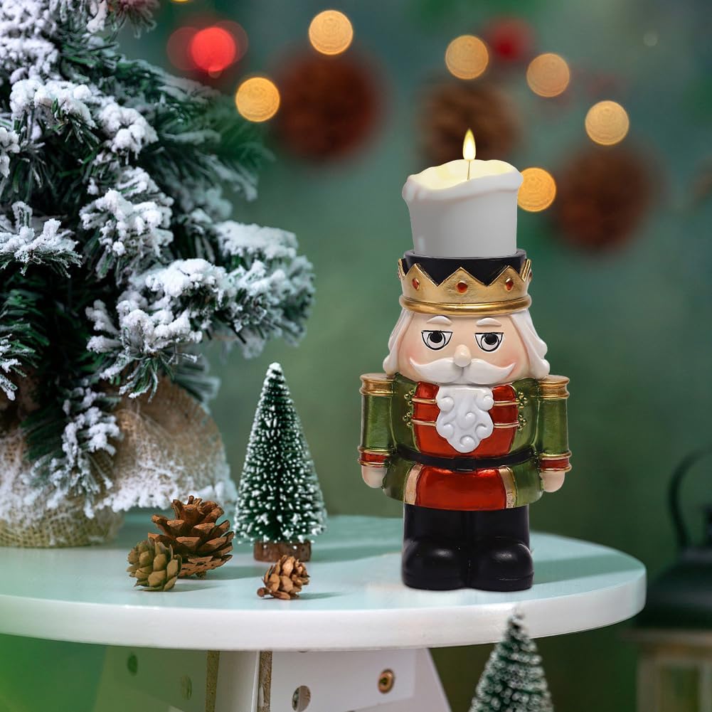 2 portavelas de cascanueces de Navidad, adornos decorativos para velas de té, portavelas de Navidad, decoración de mesa de Navidad