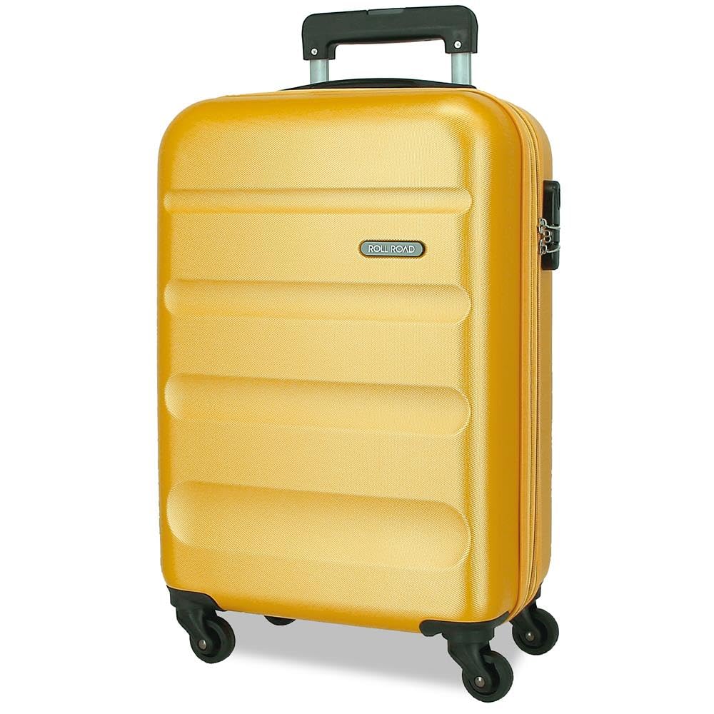 Roll Road Flex Hard Shell Suitcase Made of ABS Material, Side Combination Lock, 4 Double Wheels, Hand Luggage, Practical Interior with One Compartment, Ochre, Standard-Größe, air Europe Suitcase