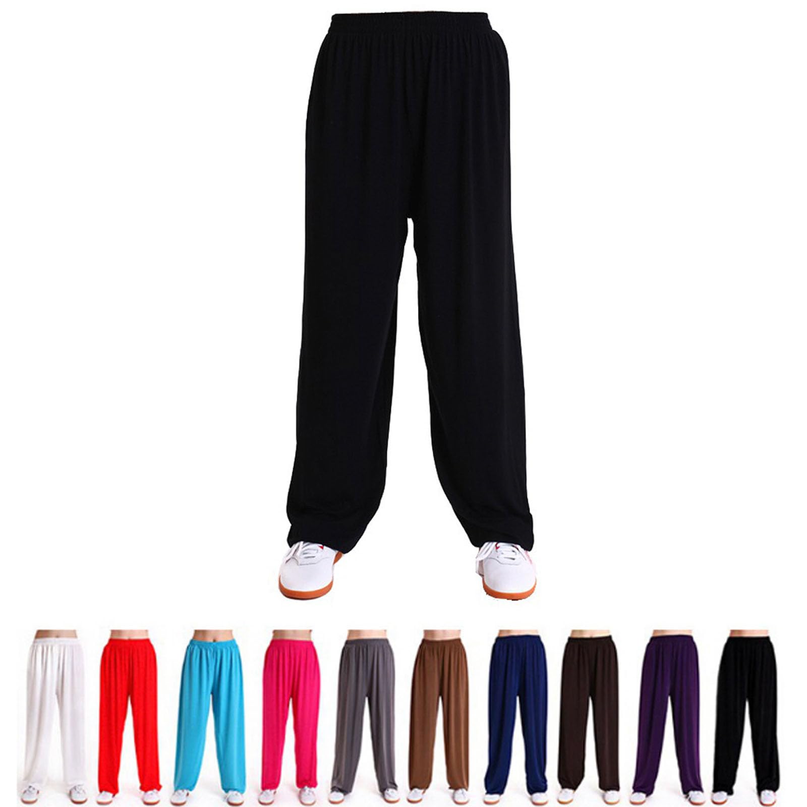 Tai Chi Artes Marciales Pantalones para Hombres y Mujeres Pantalones de Tai Chi para Ejercicios Matutinos de Wing Chun Adultos Pantalones de Karate,(Size:XL,Color:e)