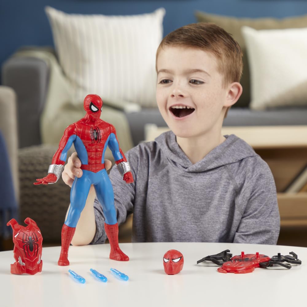 Marvel Spider-Man Thwip Blast Spider-Man figurka z akcesoriami, zabawka superbohatera w skali 11 cali dla dzieci w wieku od 4 lat