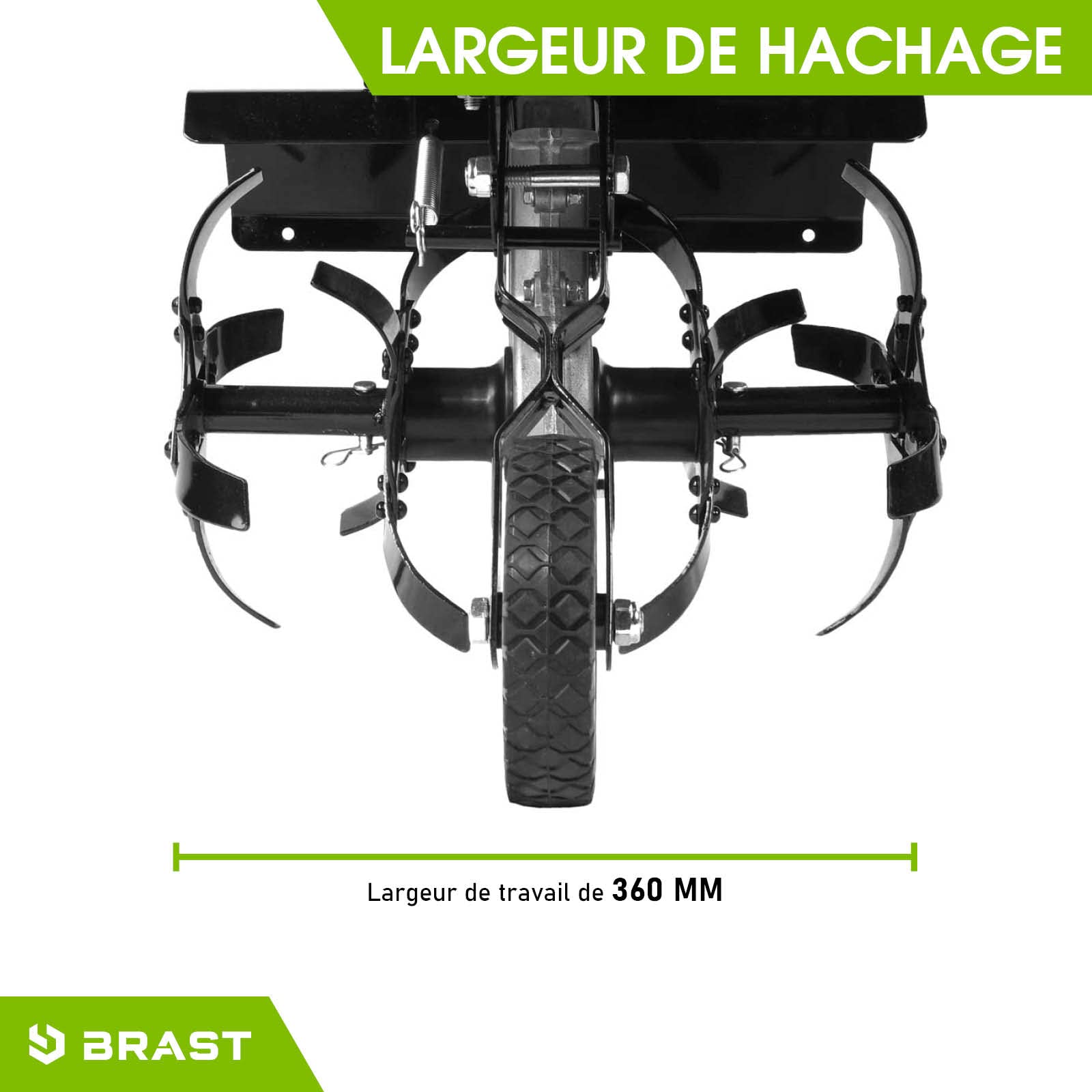 BRAST motobineuse thermique 176ccm 6CV 4,4kW largeur 36cm, profondeur 17,5-30cm 4 fraises autoconduite commutable vitesse nominale 3 600 tr/min motoculteur thermique 4 temps