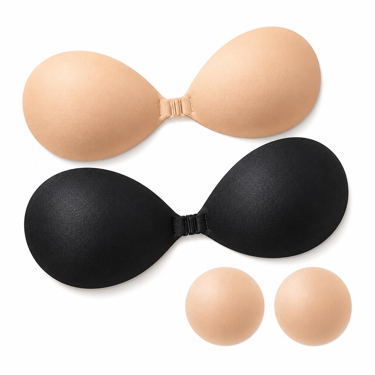 Adhesive Bra - Backless and Strapless Push Up Bra (Cup A-D) - Invisible and Stick on Bra for Backless Dresses Black