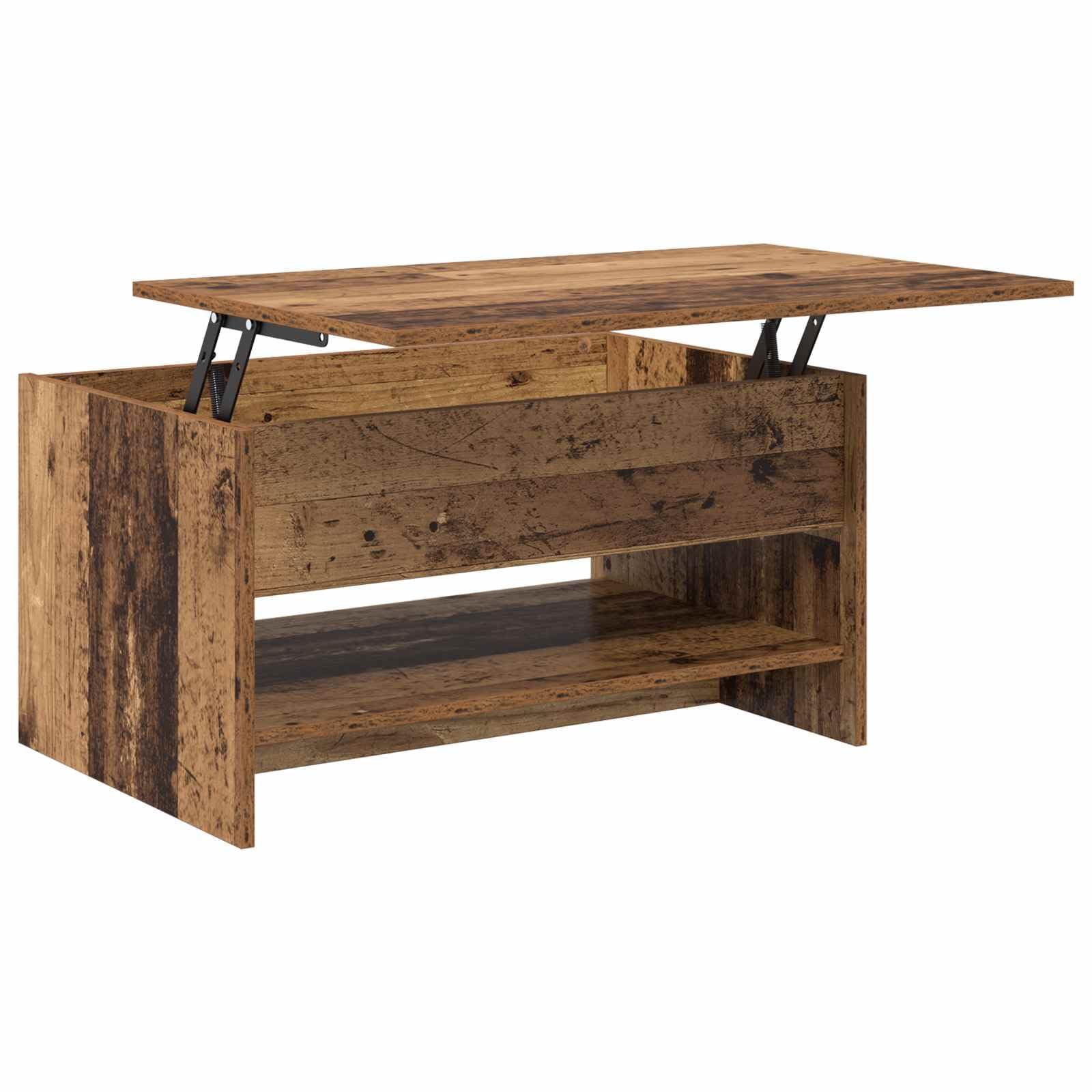 SYDE Table basse en bois 80 cm, étagère pour salon