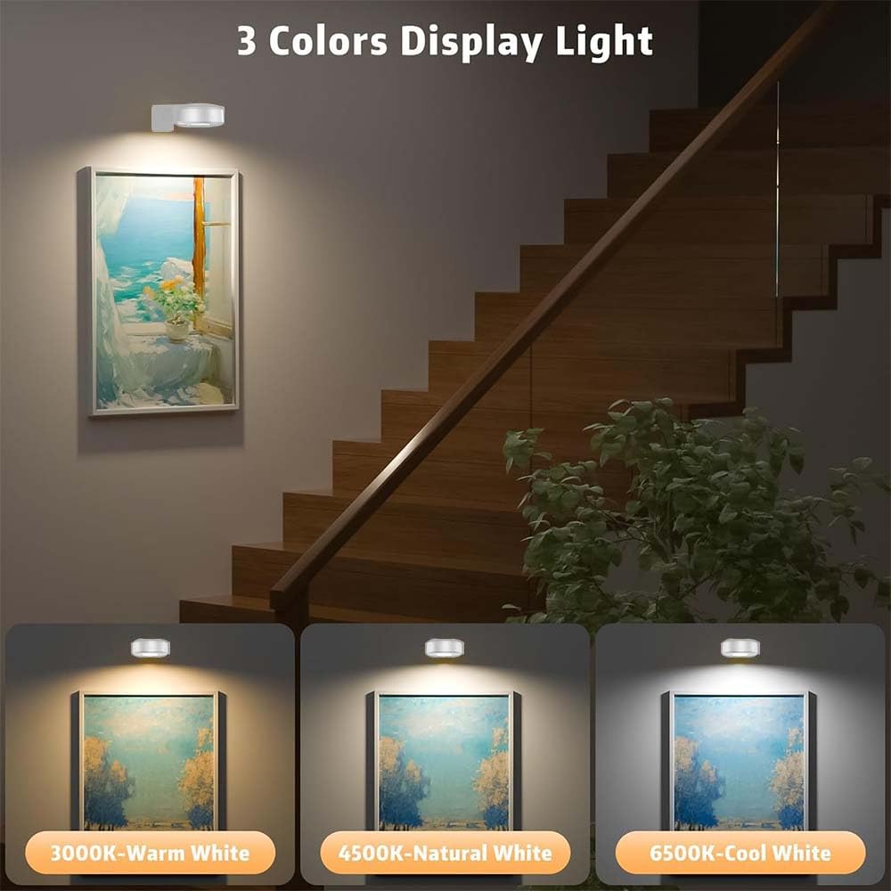 3 Pacchi Luce per Quadri Senza Fili con Telecomando,Magnetic Painting Light,3 Colore Luci per Quadri Senza Fili Ricaricabili con Timer, Luce LED per Quadri a Batteria,perFoto e Ritratti (Bianco)