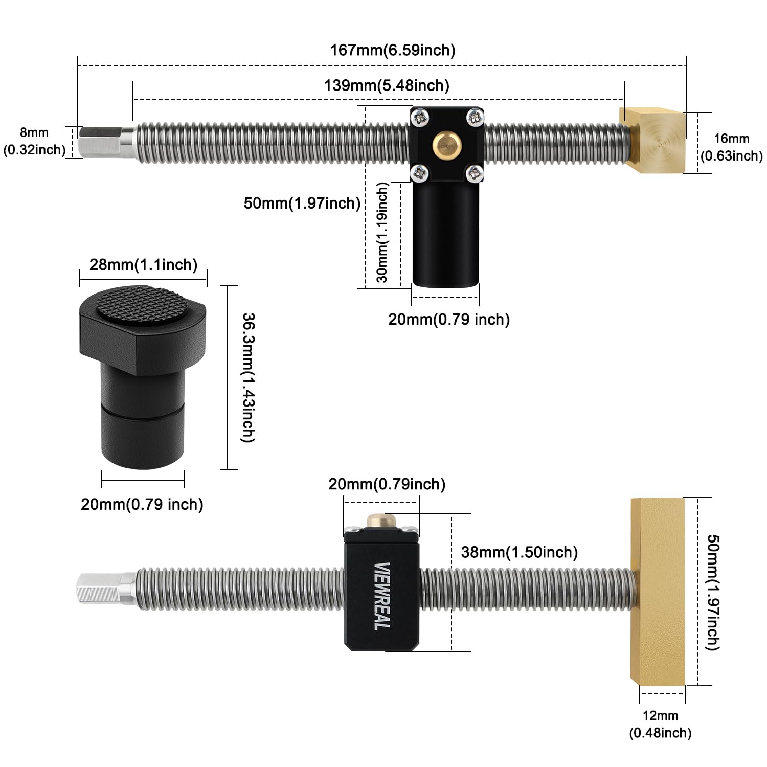 2 Stück Tisch Werkbank Klemme mit 4 Stück Bank-Hunde für Bankhaken 20mm-Loch Upgrade, Holzbearbeitung Schreibtisch Clip, Schnell Fixierte Klemme Messingbefestigung Schraubstock, Schreibtisch-Clip