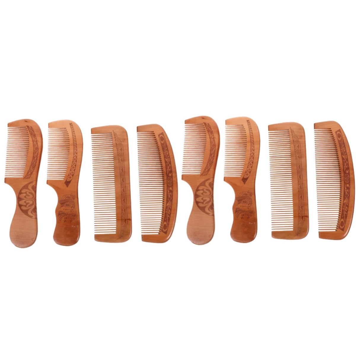 pettini per Capelli， 12 PCS Peach Wood Hair Comb Peach Wood Comb Wooden Comb Chinese Hand Carved Comb Anti-Static Hair Comb Beard Brush Scalp Comb(Wood colorx2pcs,17.7x5cmx2pcs)