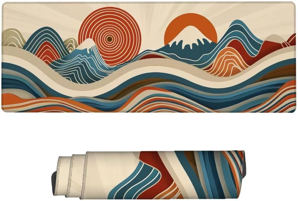 Mouse Mat, Desk Mat Large, Mouse Pad Line, Desk Accessories Mountain Mouse Pad with Waterproof Surface, Desk Protector Mat with Anti-Slip Base, Mouse Pad for Gaming, Office (1000 x 500 x 3 mm) G-0