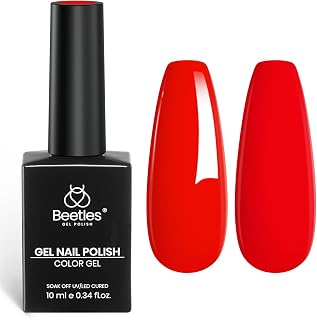 Beetles Red Gel Nail Polish – 10ml Soak Off UV LED Nail Long Lasting Glossy Bright Red Gel Polish for Salon DIY Manicure Gift for Women