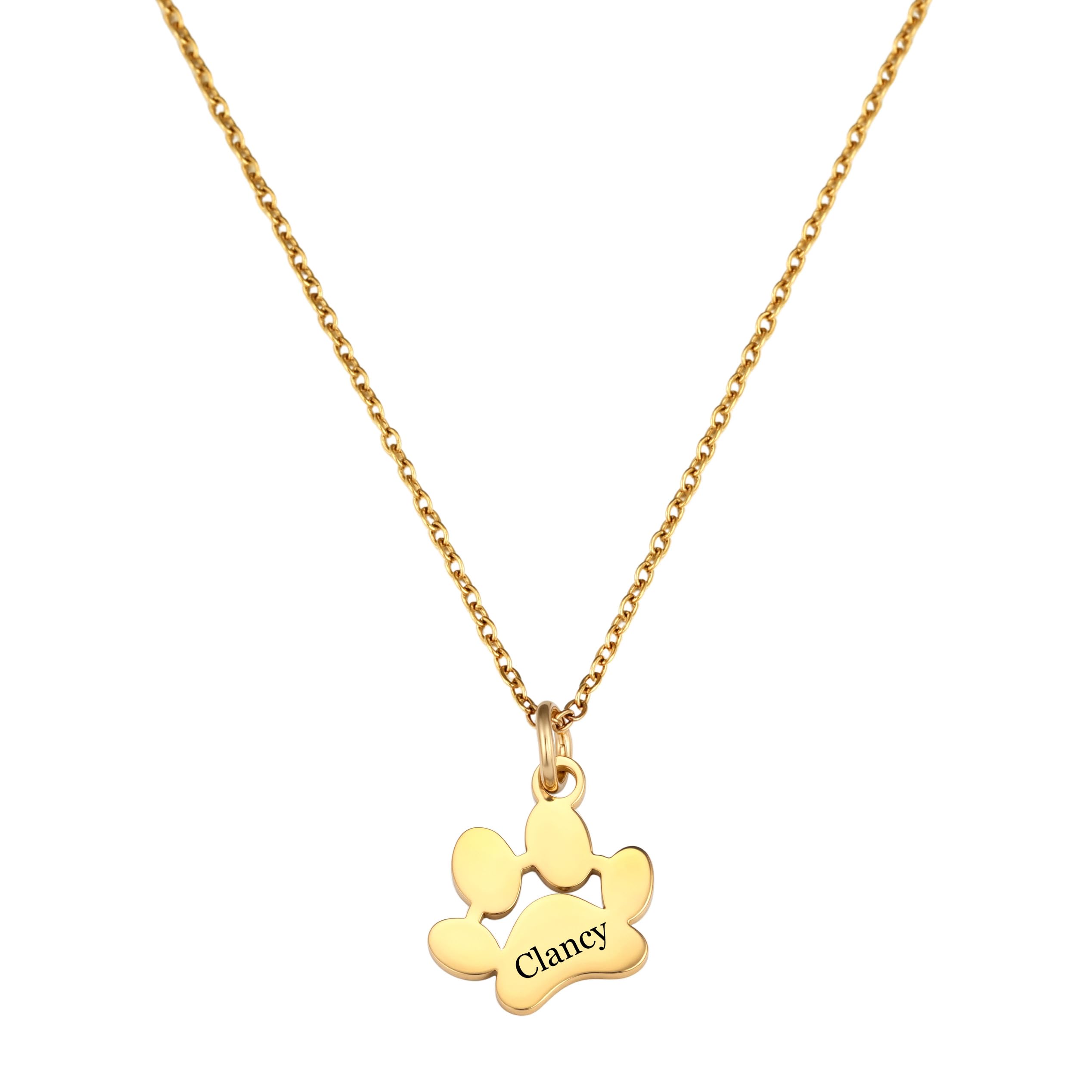 INBLUE Collar Personalizado Conmemorativo para Mascota, Colgante Pata de Perro para Mujer, Joya con Huella Grabada Nombre, Acero Inoxidable/Plata de Ley, Regalo para Amantes Mascota