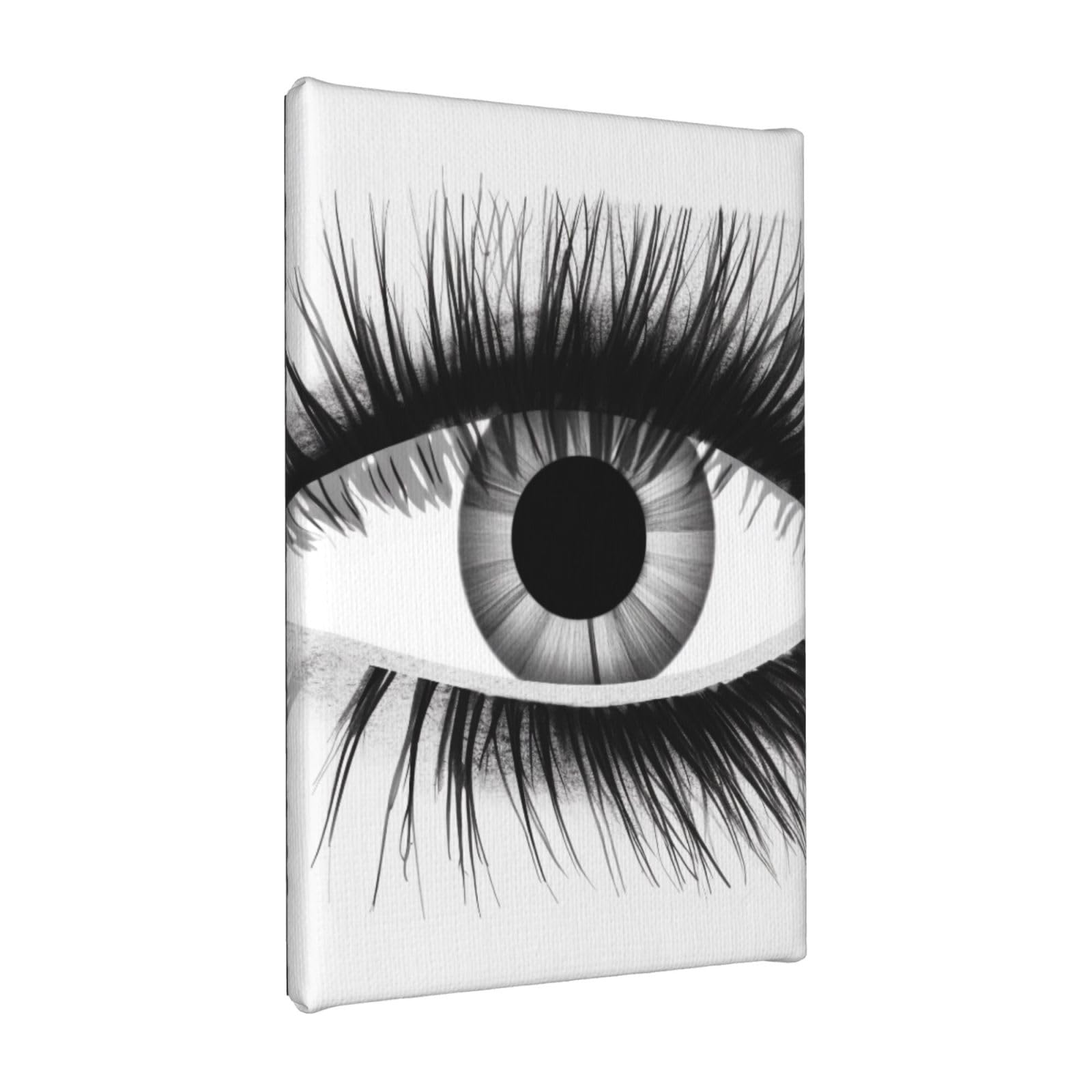 YKLJG Eyelash Printed Wall Art Canvas Painting 20x30 CM Wooden Framed Picture Painting Artwork Prints for Bedroom Kitchen Home Office Decor