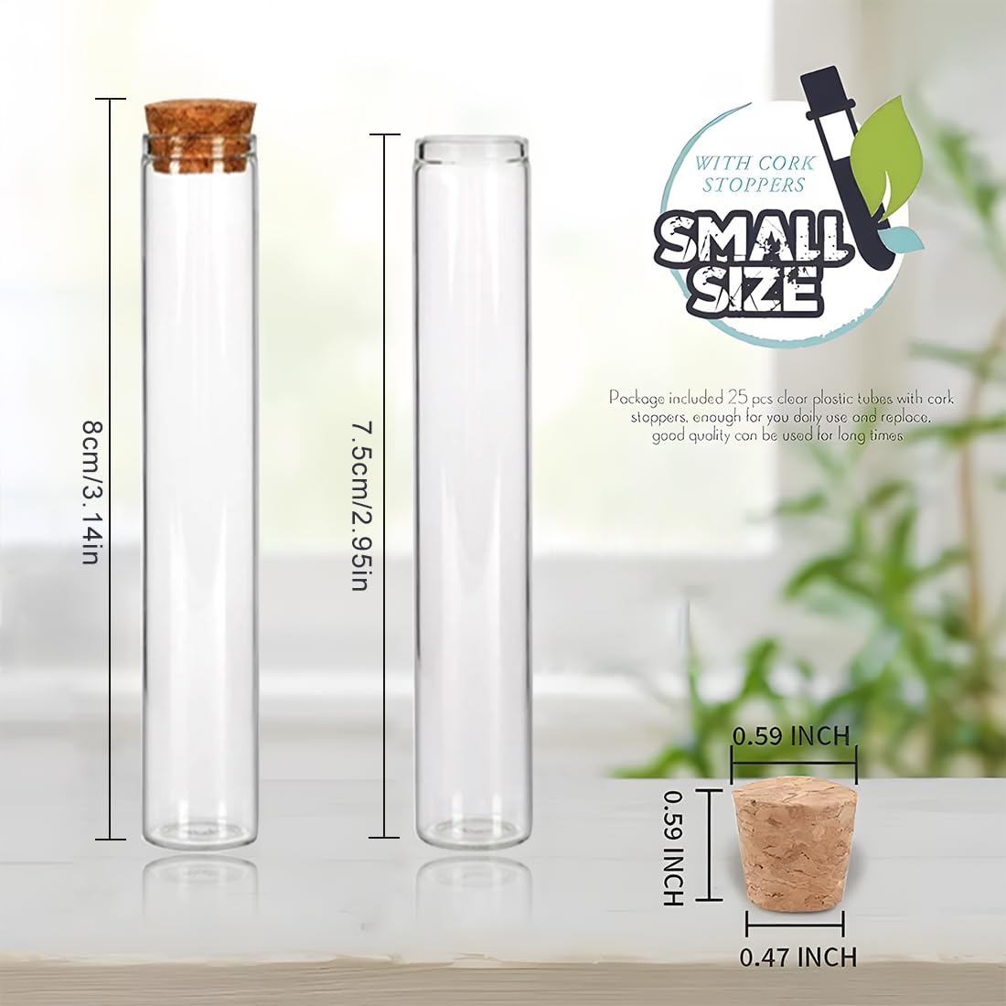 Provette In Vetro 12x75 Mm Con Tappi Di Sughero - 5 Pezzi, Per Analisi, Decorazione O Conservazione - Foto 10