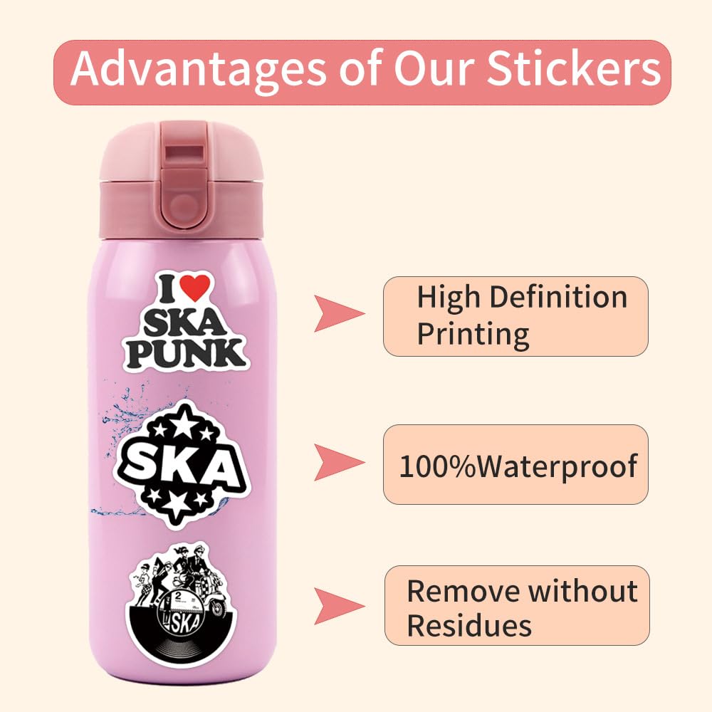 55 Pcs SKA Stickers for Kids Teens Adults Boys Girls Gift,Stickers Pack for Laptop,Skateboard,Luggage,Car,Bike - Image 4